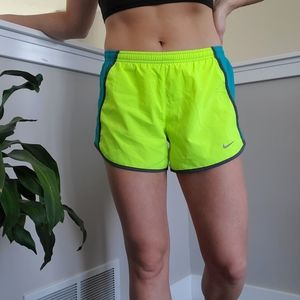 Nike Dri-Fit Neon Yellow and Blue Lined Running Shirts Small